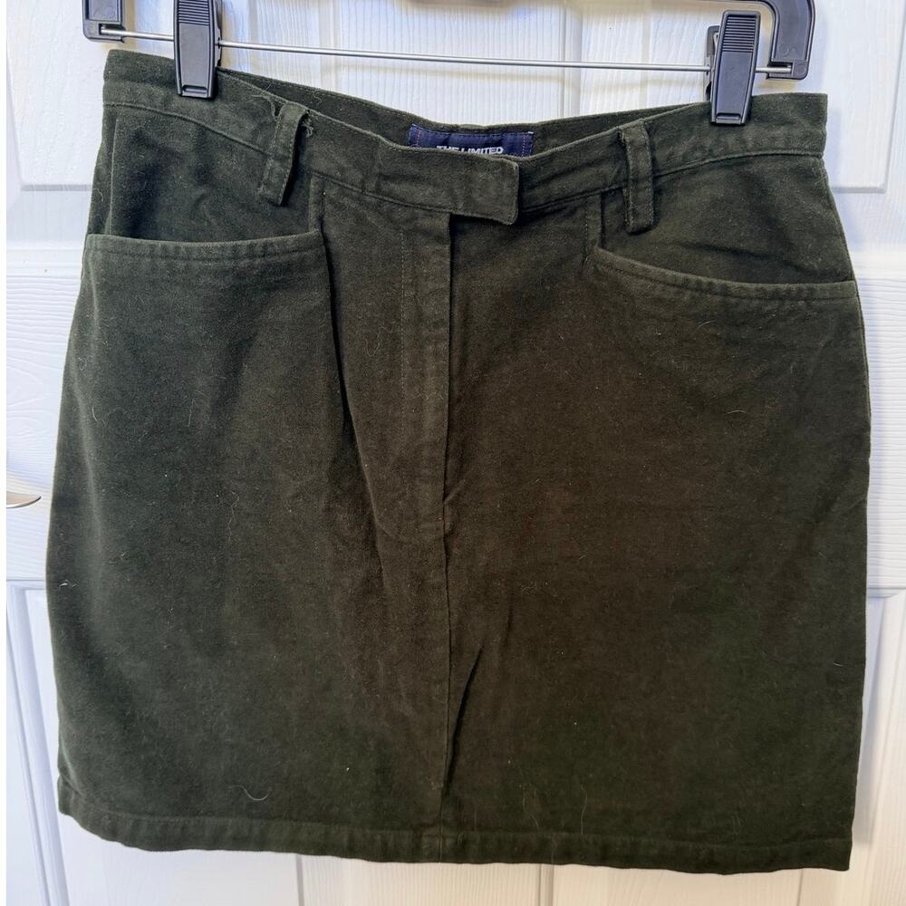 The Limited Women’s Size 6 Corduroy Mini Skirt Green 100% Cotton Y2K Vintage